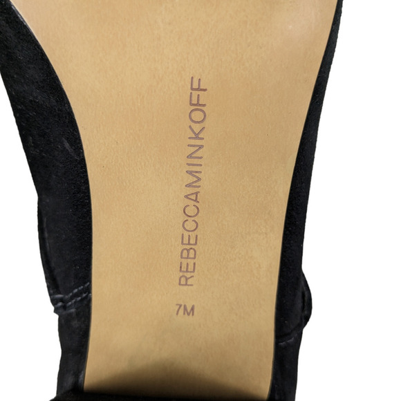 Rebecca Minkoff Boots 7 Black Suede Leather Logan Studded Block Heel Booties - Picture 6 of 7